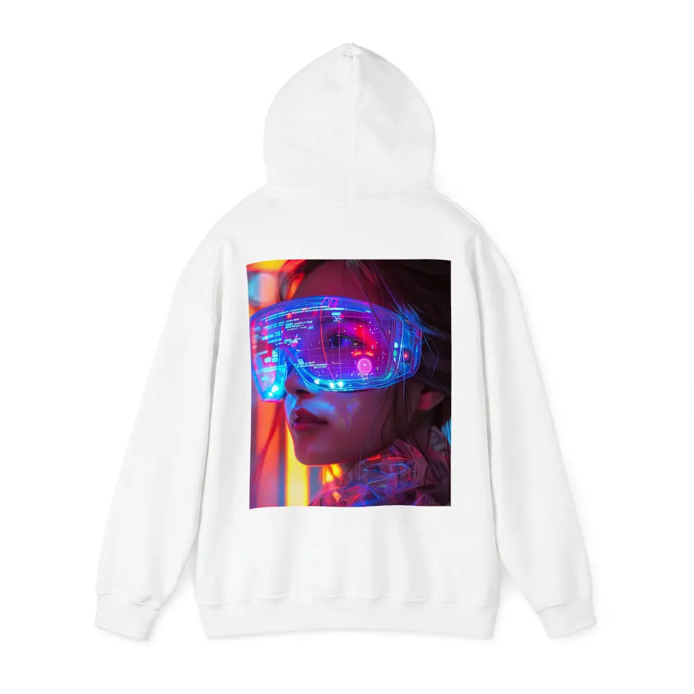 Cyberpunk Woman Neon AR Glasses Portrait – Hoodies