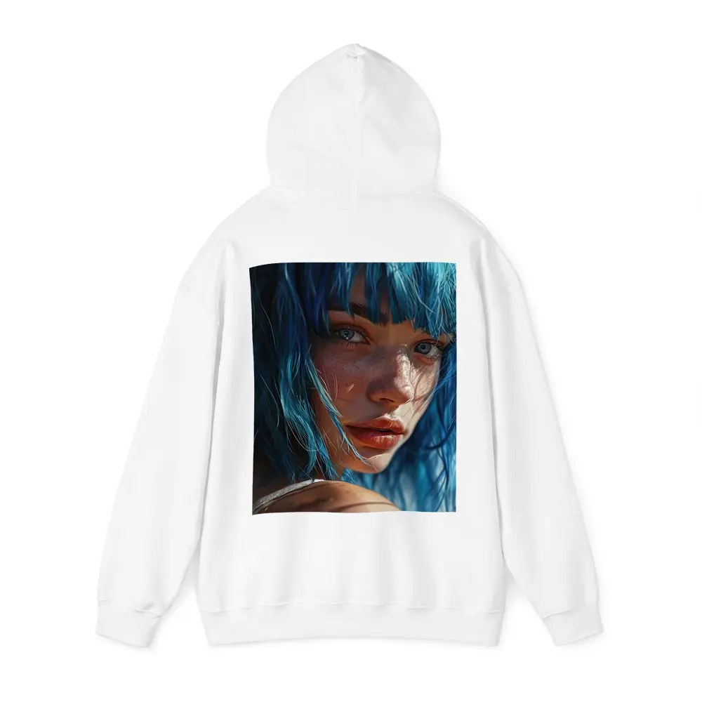 Blue Hair Woman Portrait With Tattoo – Hoodies