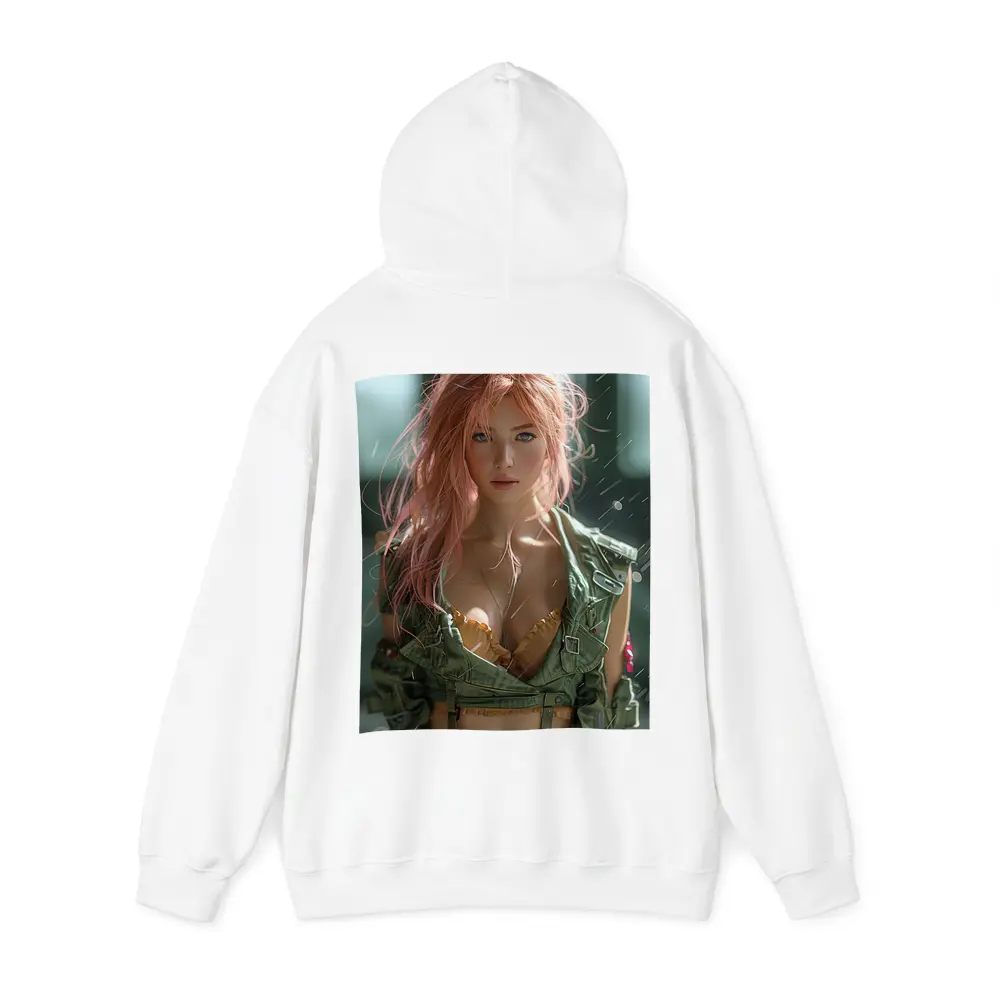 Pink Hair Girl Green Military Jacket Art – Hoodies