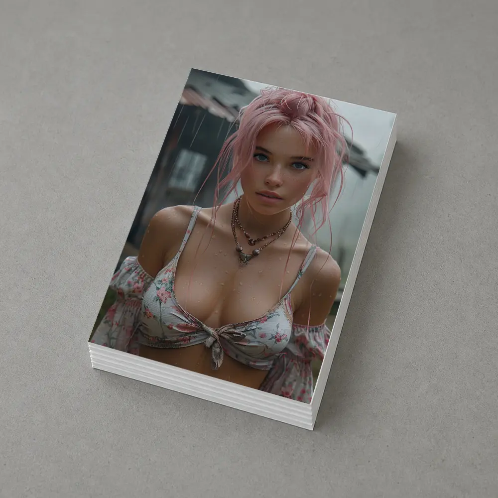 Pink Hair Girl Rainy Day Portrait – Postcards