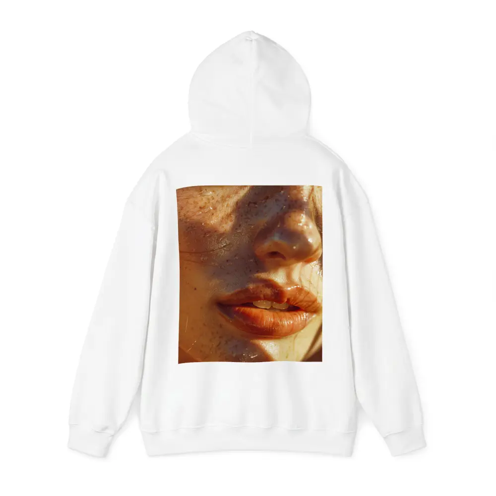 Close Up Woman Face Freckles Warm Light – Hoodies