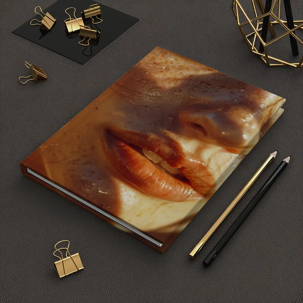 Close Up Woman Face Freckles Warm Light – Notebooks