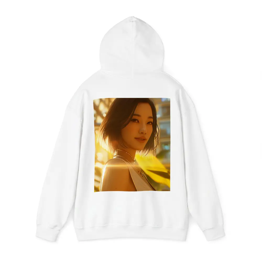 Asian Woman Portrait Golden Sunlight Urban Background – Hoodies