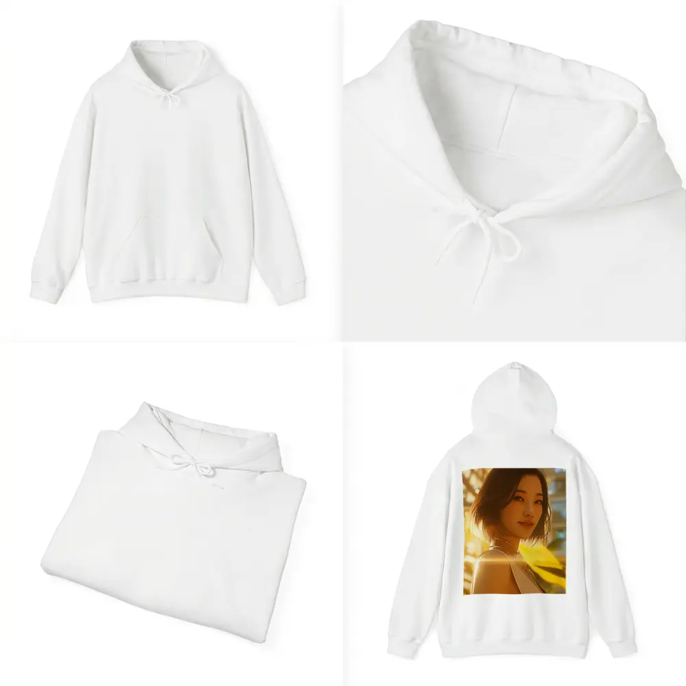 Asian Woman Portrait Golden Sunlight Urban Background – Hoodies