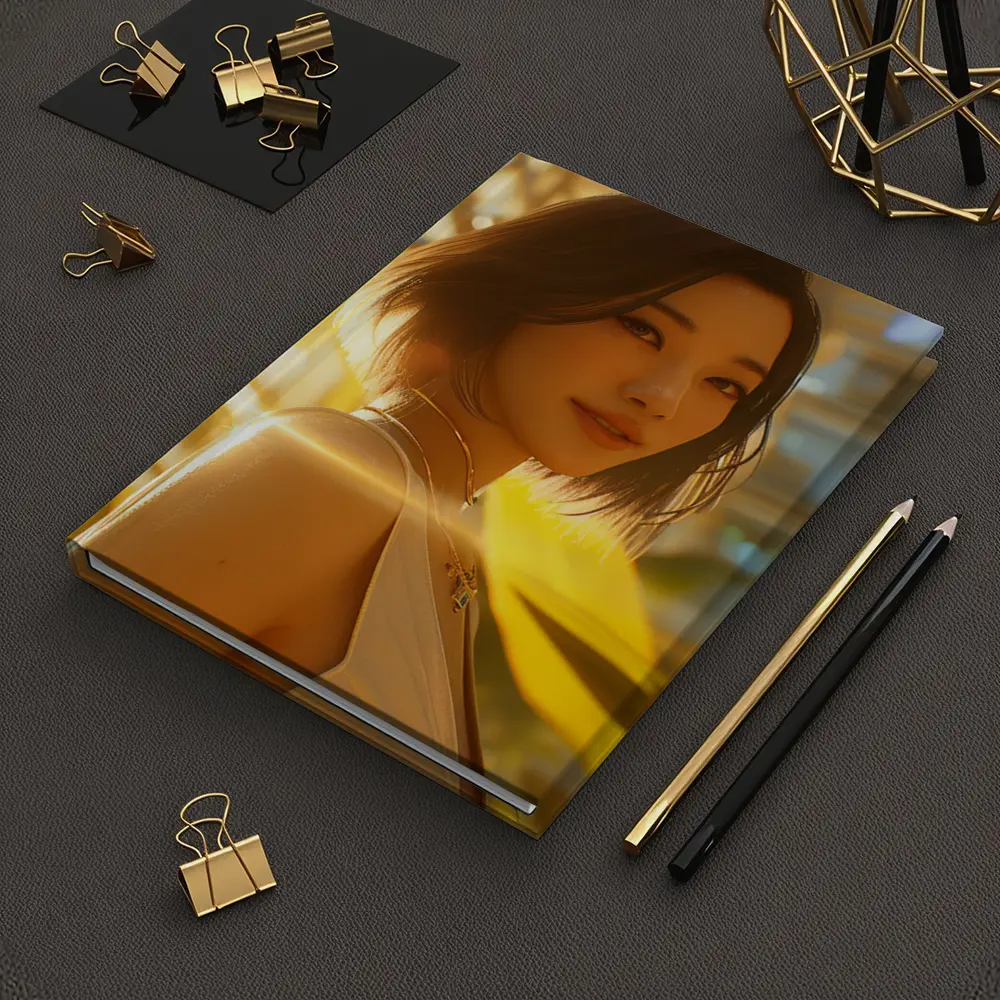 Asian Woman Portrait Golden Sunlight Urban Background – Notebooks