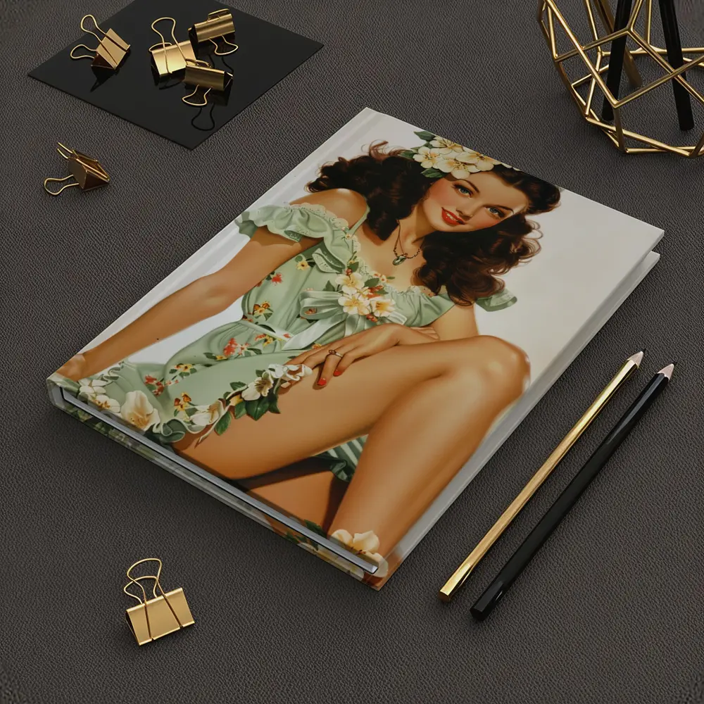 Retro Pin Up Girl Floral Green Dress – Notebooks