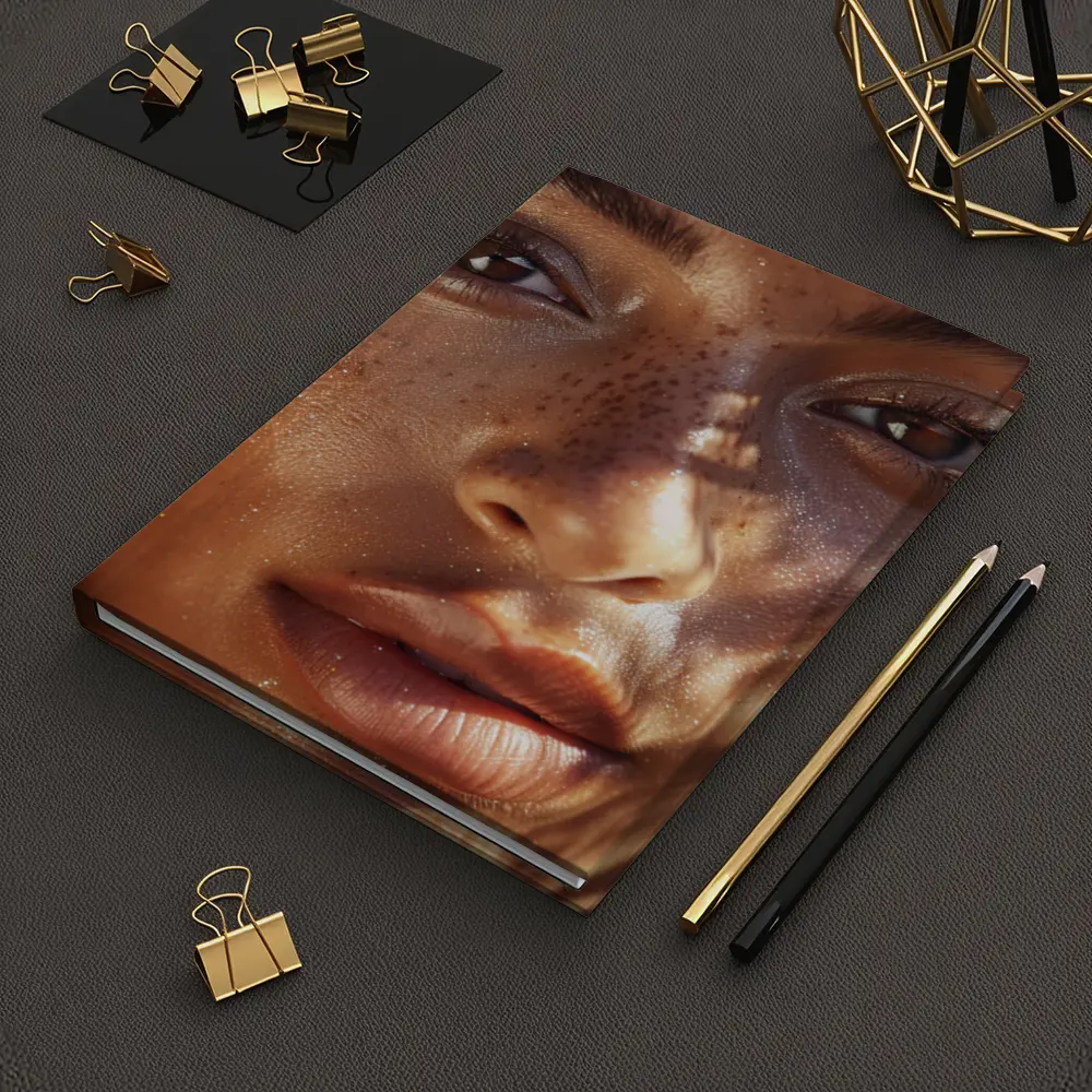 Close Up Woman Face Freckles Glitter – Notebooks