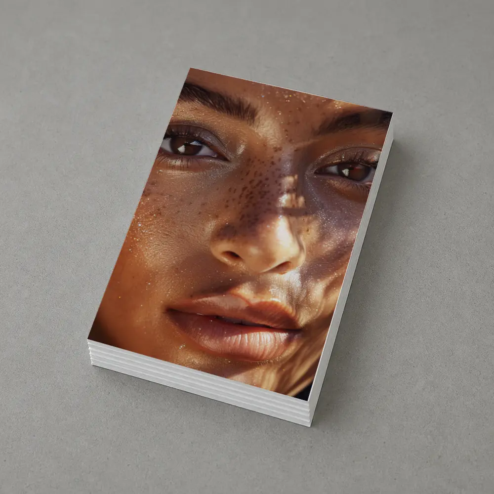 Close Up Woman Face Freckles Glitter – Postcards