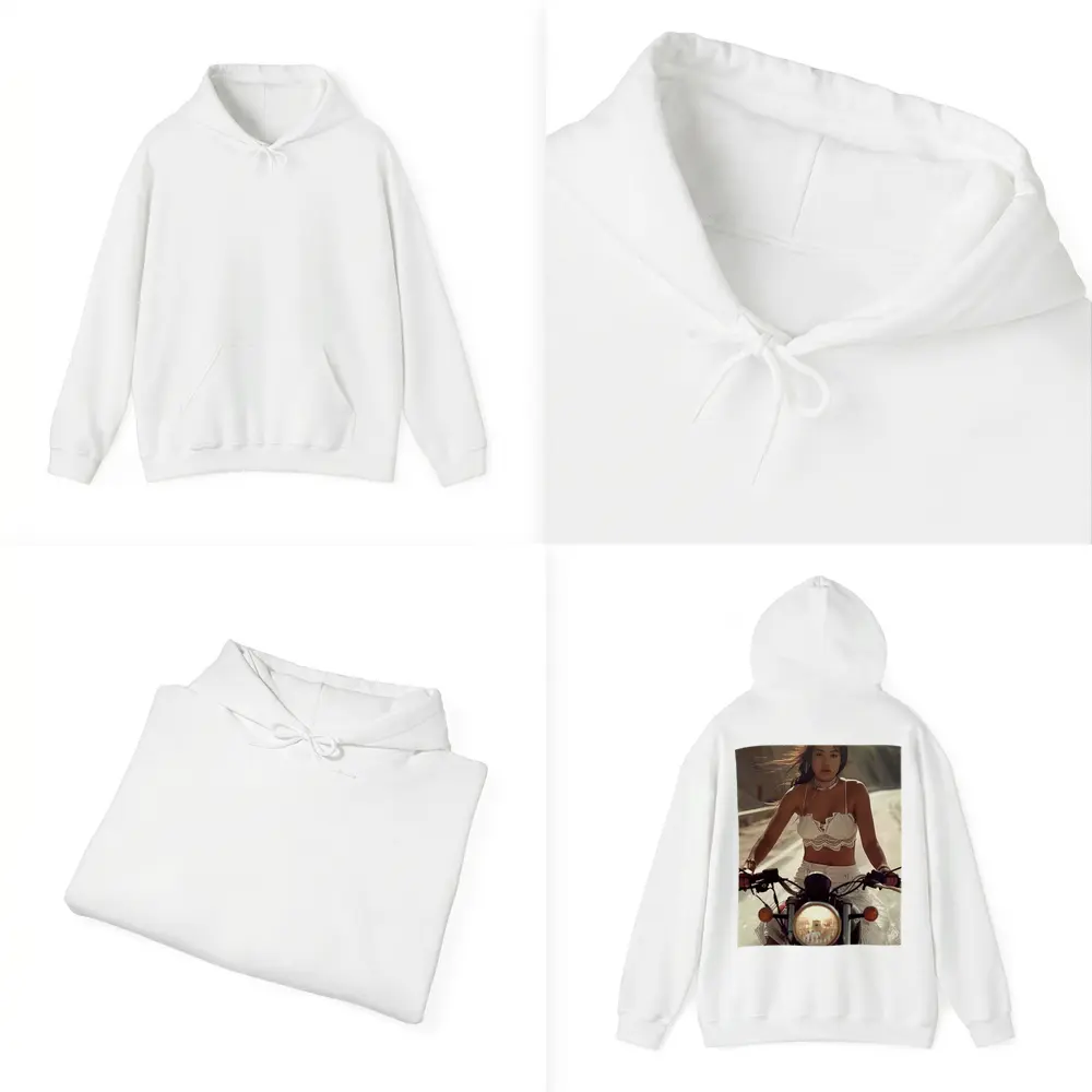 Woman Riding Motorcycle On Open Road – Hoodies