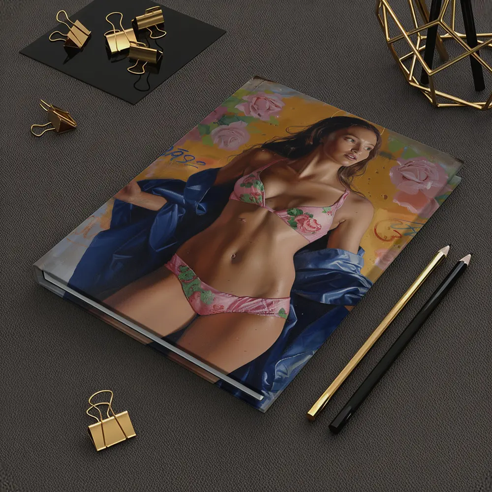 Woman in Pink Floral Bikini Graffiti Background – Notebooks