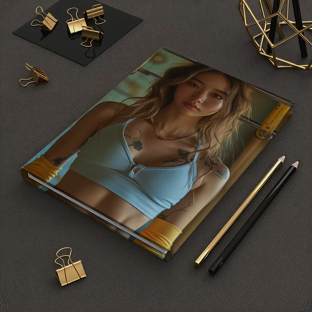 Tattooed Asian Woman Gym Fitness Portrait – Notebooks
