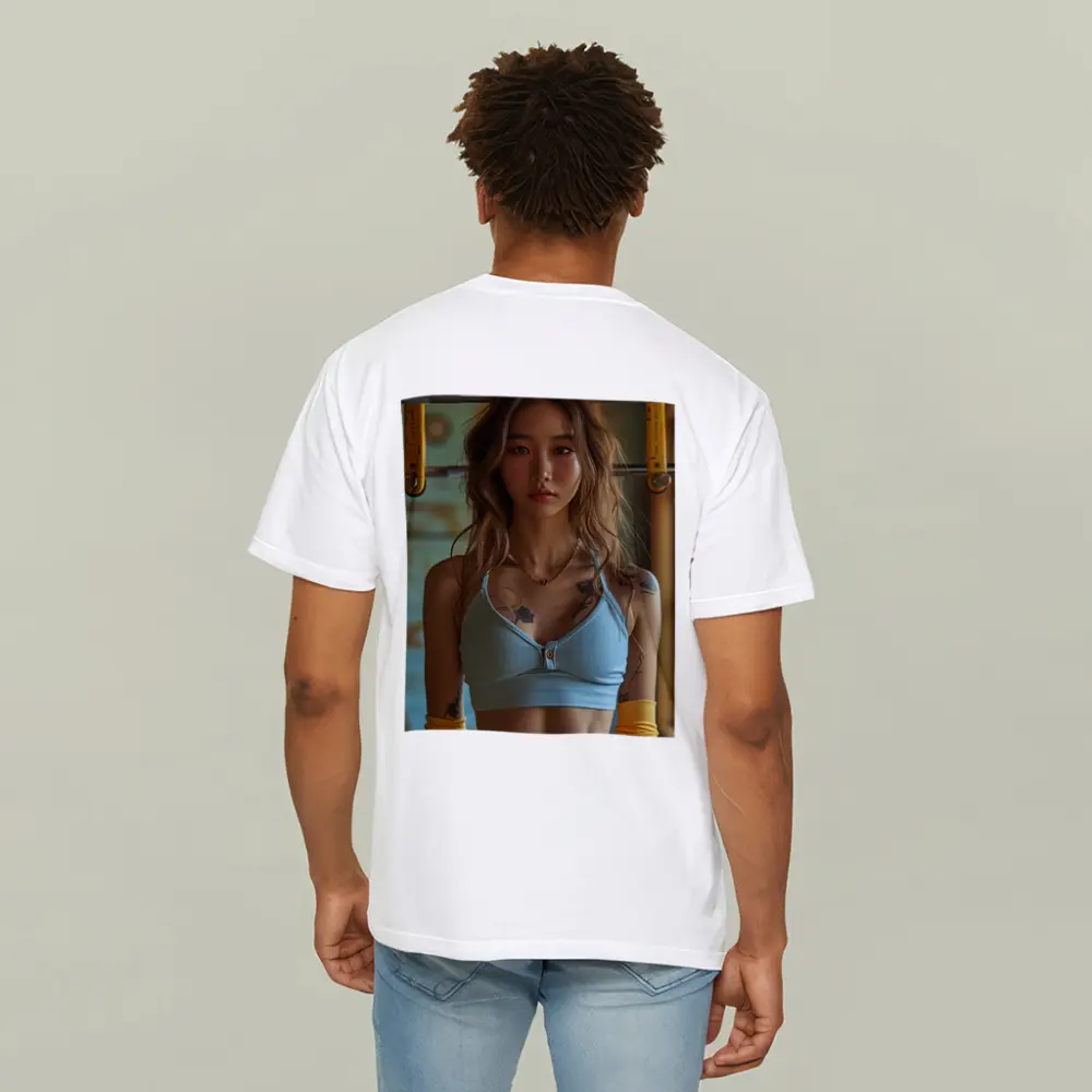 Tattooed Asian Woman Gym Fitness Portrait – T-Shirts