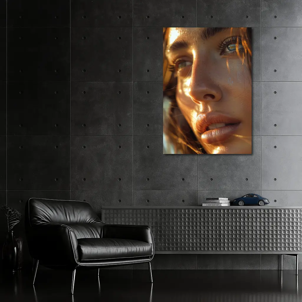 Close Up Woman Portrait Warm Golden Light – Wall Art