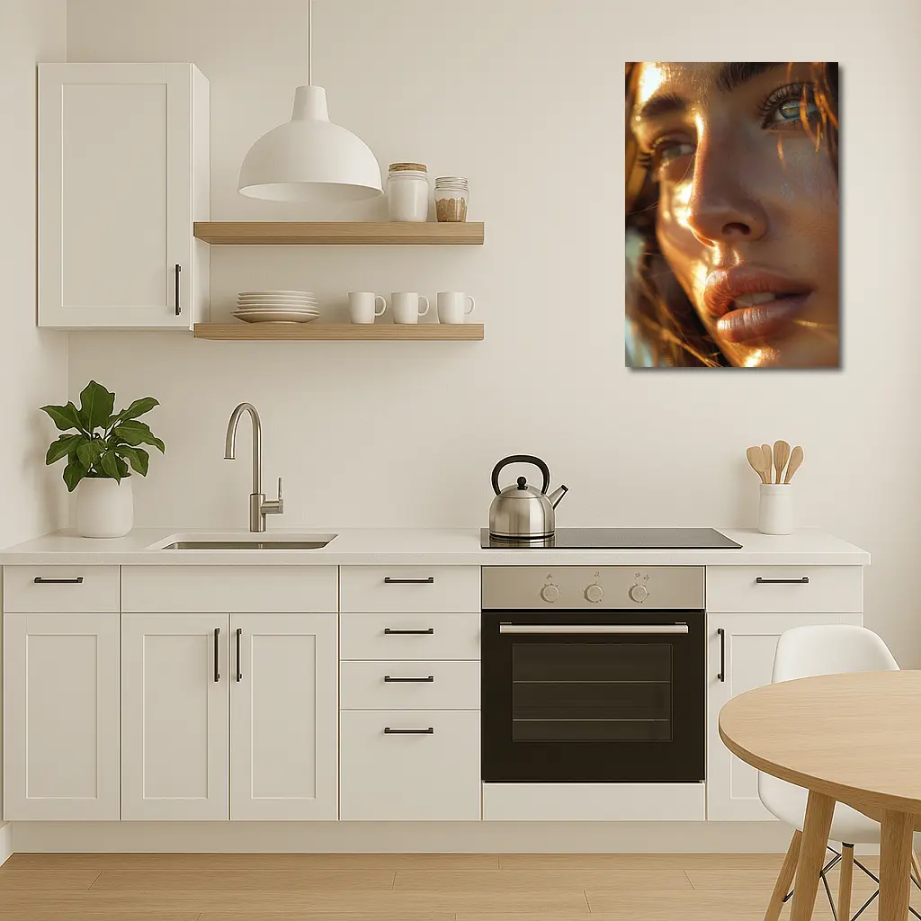 Close Up Woman Portrait Warm Golden Light – Wall Art