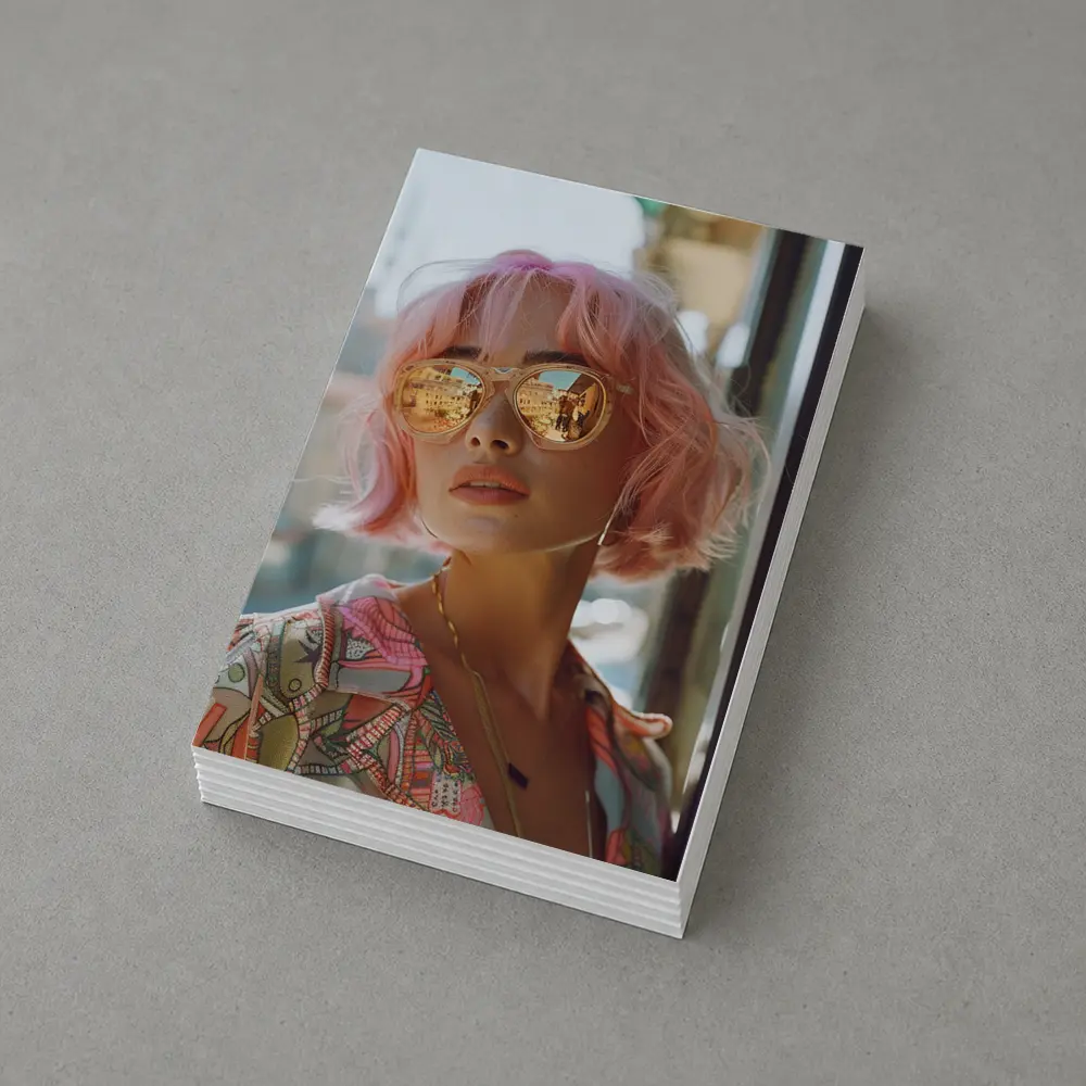 Pink Hair Woman Mirrored Sunglasses Urban Street – Postcards