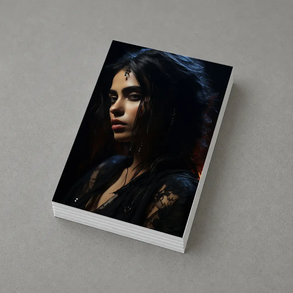 Dark Mysterious Woman Black Lace Gothic Portrait – Postcards