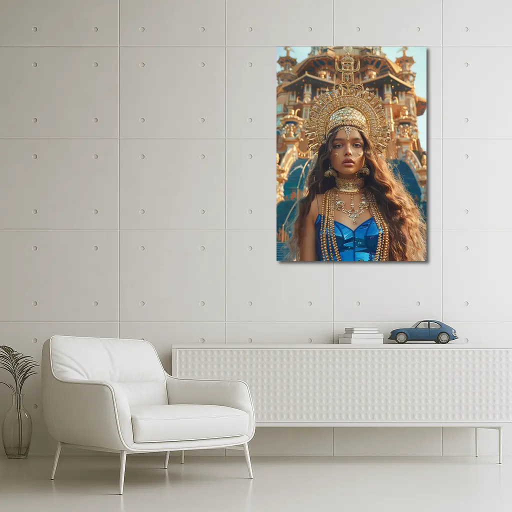 Golden Queen Woman Ancient Temple Architecture – Wall Art