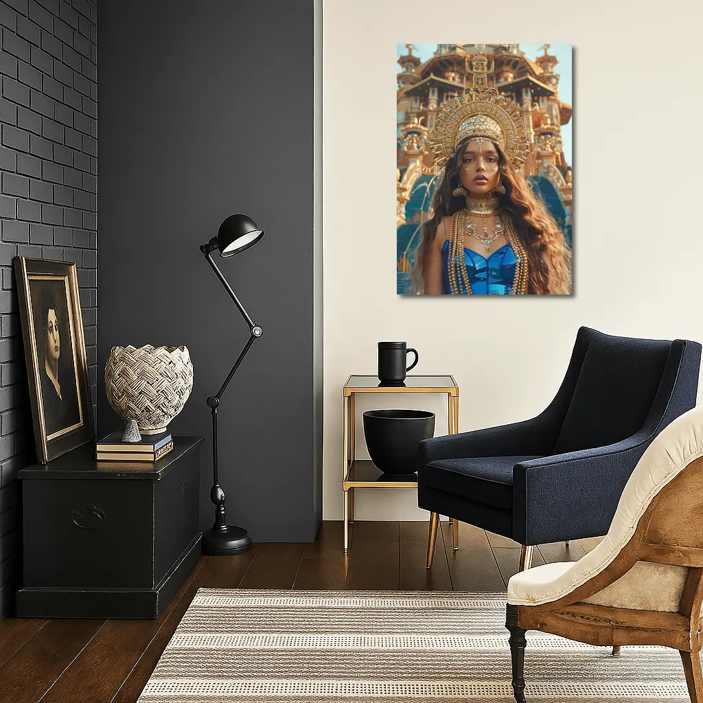 Golden Queen Woman Ancient Temple Architecture – Wall Art