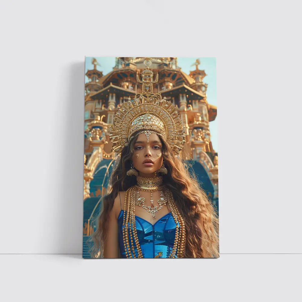 Golden Queen Woman Ancient Temple Architecture – Wall Art