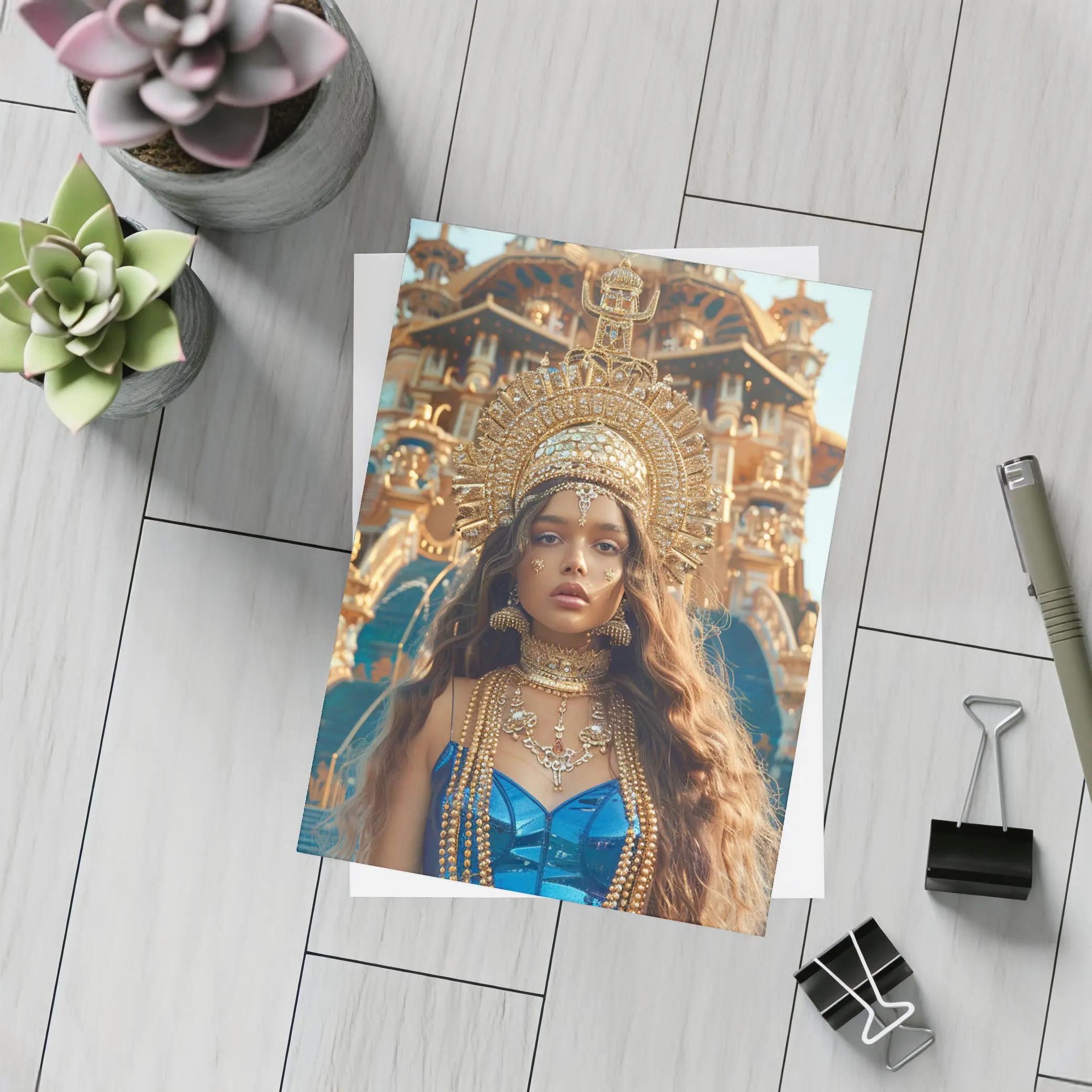 Golden Queen Woman Ancient Temple Architecture – Postcards