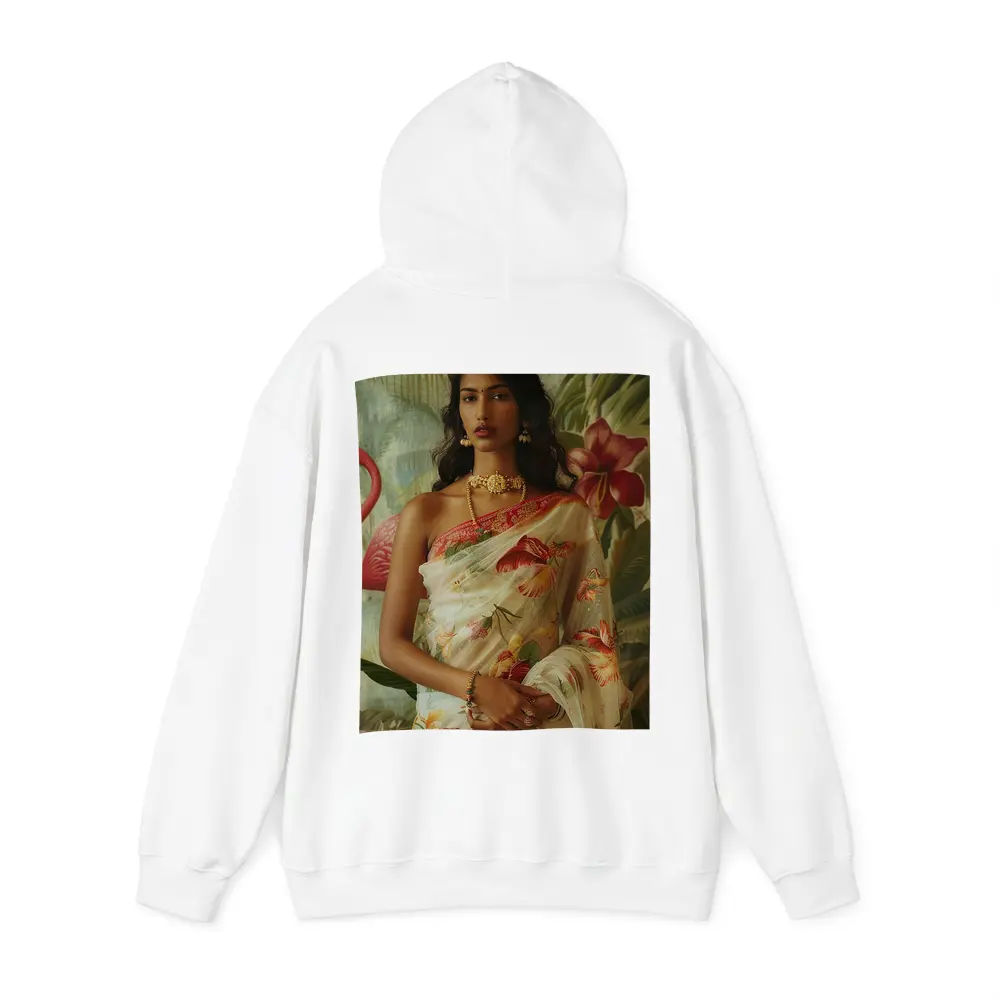 Indian Woman Floral Saree Tropical Garden – Hoodies