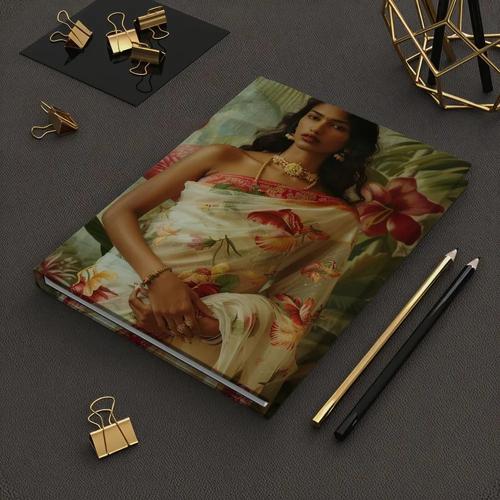 Indian Woman Floral Saree Tropical Garden – Notebooks