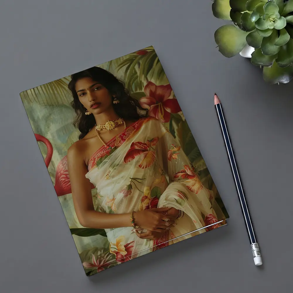 Indian Woman Floral Saree Tropical Garden – Notebooks