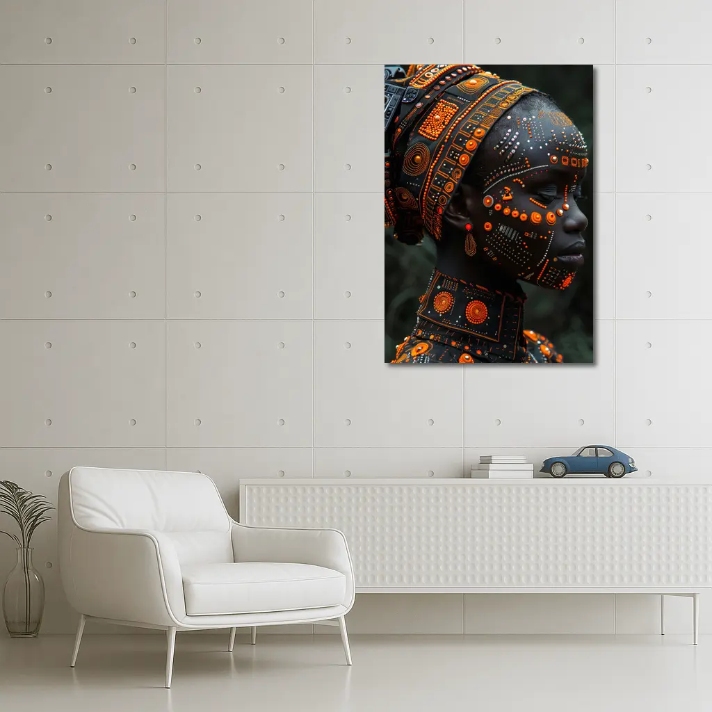 African Woman Cyberpunk Tribal Face Art – Wall Art