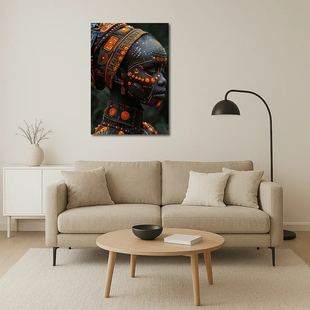 African Woman Cyberpunk Tribal Face Art – Wall Art