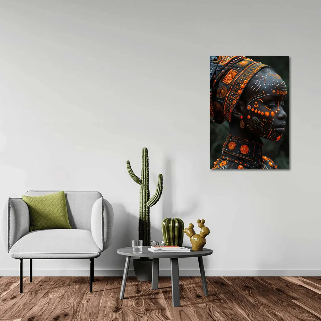 African Woman Cyberpunk Tribal Face Art – Wall Art
