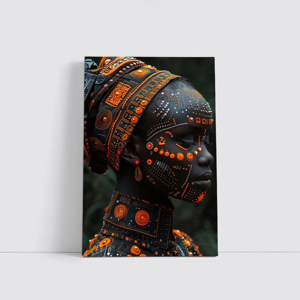 African Woman Cyberpunk Tribal Face Art – Wall Art