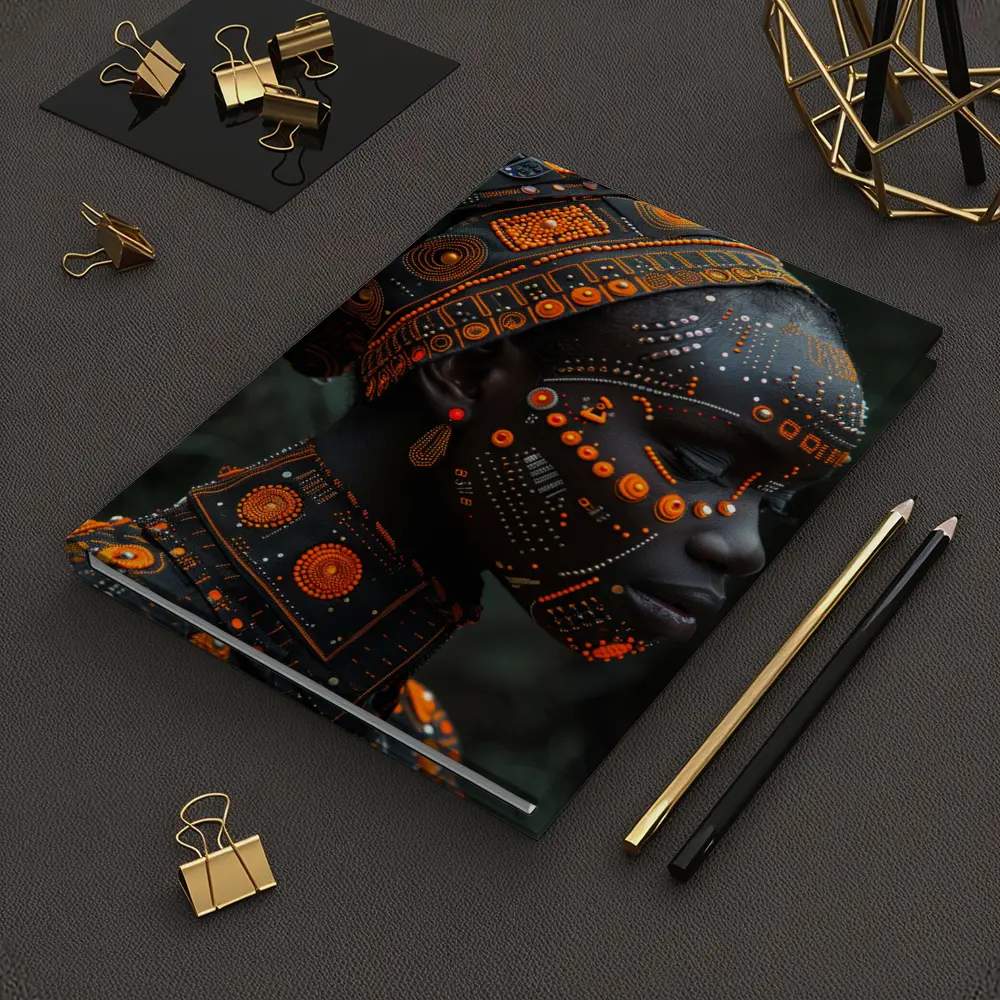 African Woman Cyberpunk Tribal Face Art – Notebooks