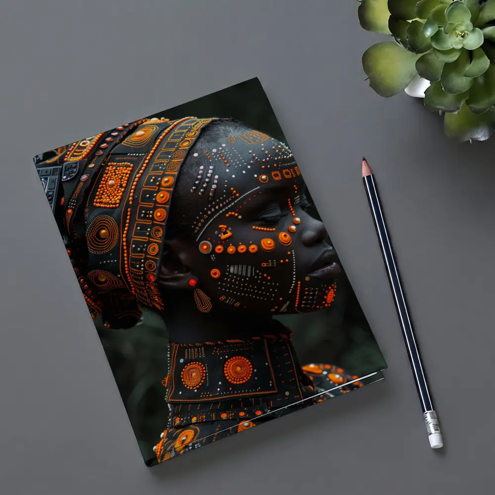 African Woman Cyberpunk Tribal Face Art – Notebooks