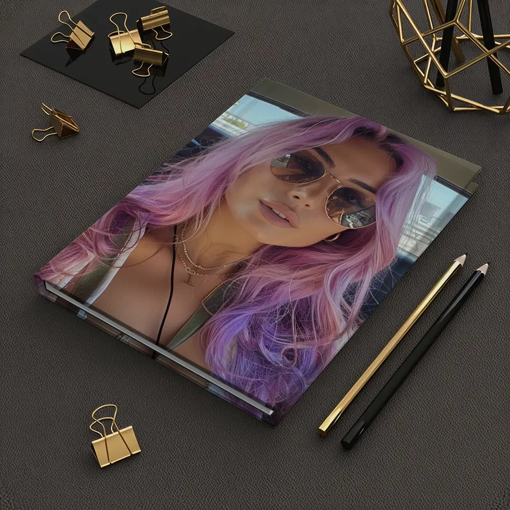 Pink Haired Woman Selfie In Car – Notebooks