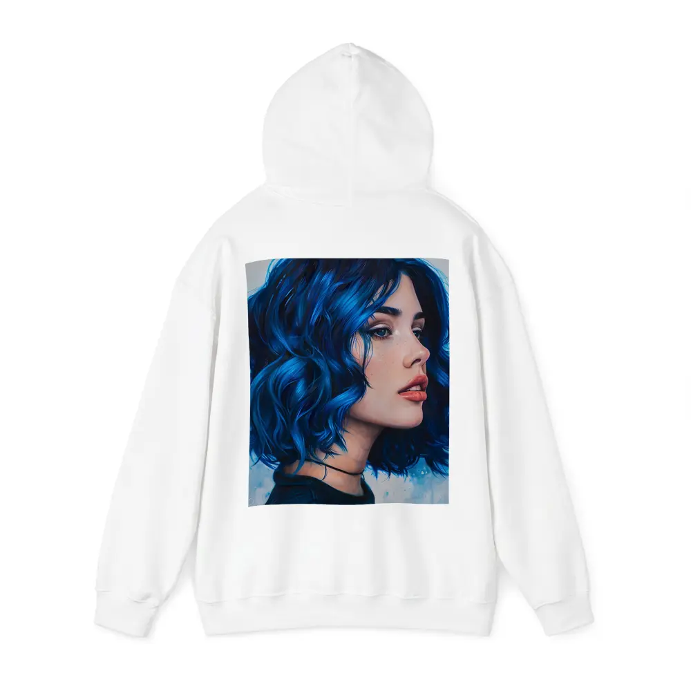 Blue Hair Woman Portrait Painting Art – Hoodies