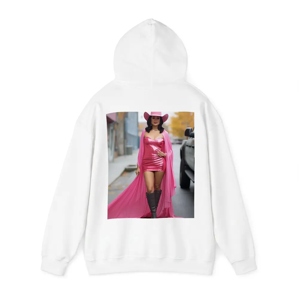 Pink Cowgirl Woman Street Fashion Portrait – Hoodies