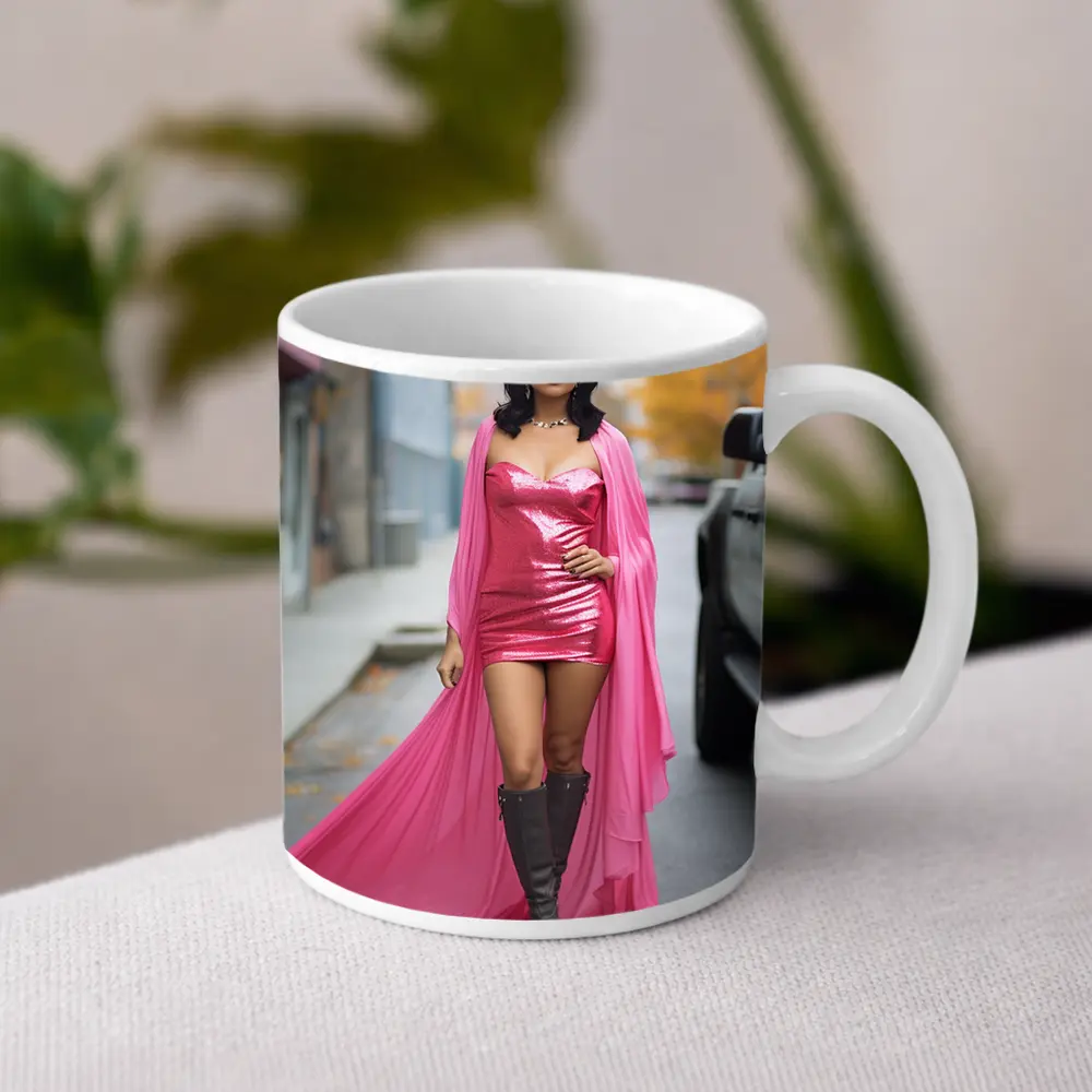 Pink Cowgirl Woman Street Fashion Portrait – Mugs