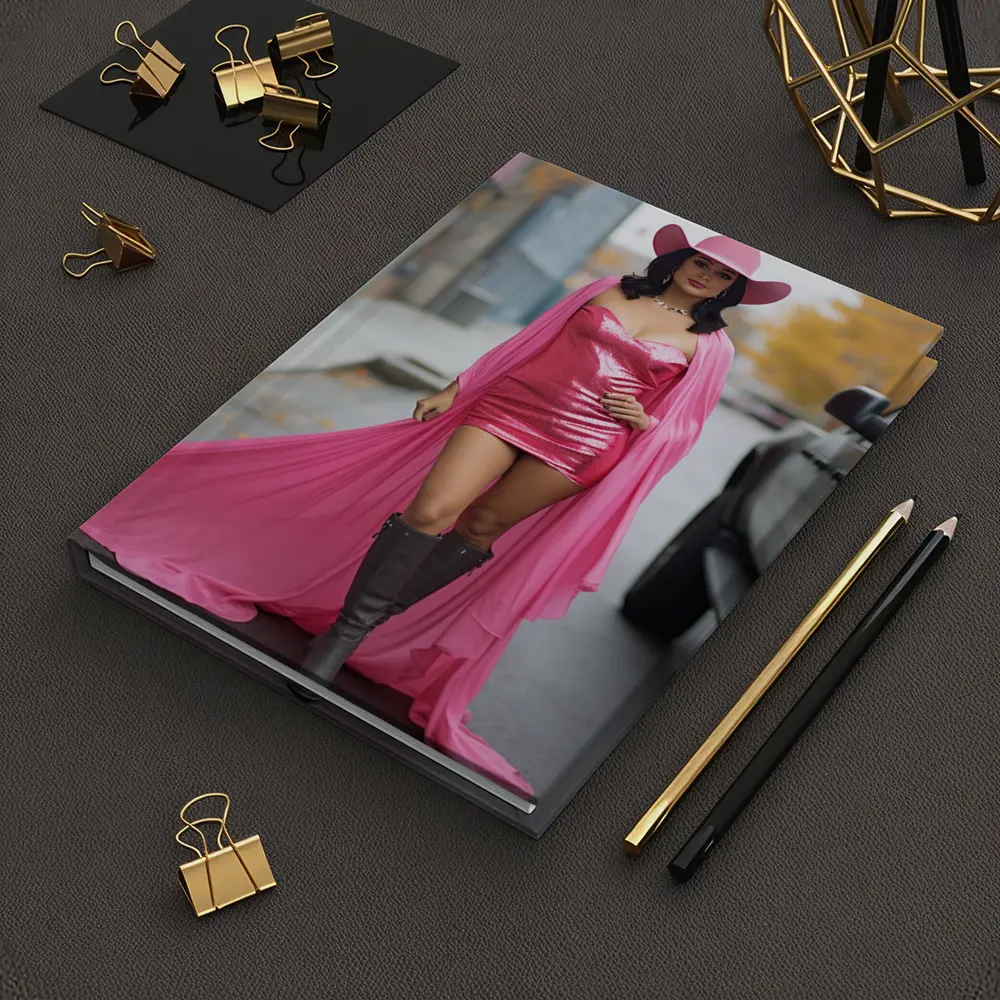 Pink Cowgirl Woman Street Fashion Portrait – Notebooks