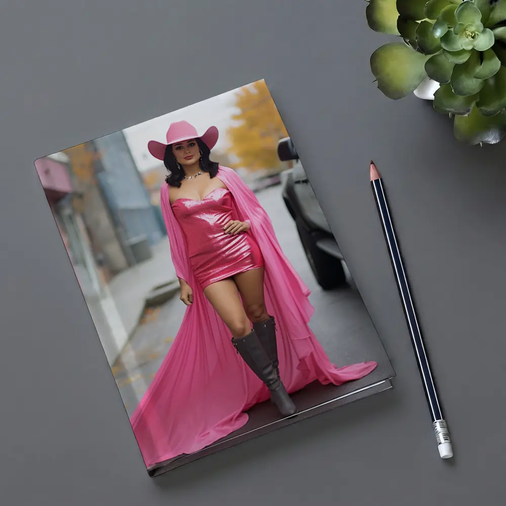 Pink Cowgirl Woman Street Fashion Portrait – Notebooks