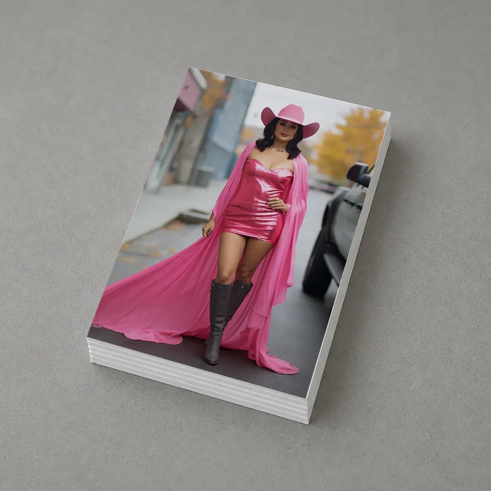 Pink Cowgirl Woman Street Fashion Portrait – Postcards