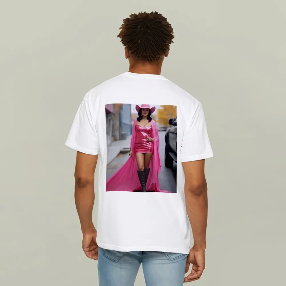 Pink Cowgirl Woman Street Fashion Portrait – T-Shirts