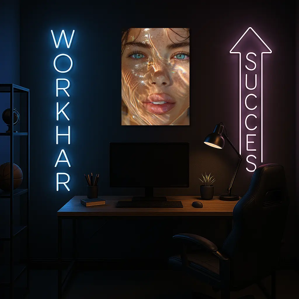 Woman Portrait Blue Eyes Water Light – Wall Art