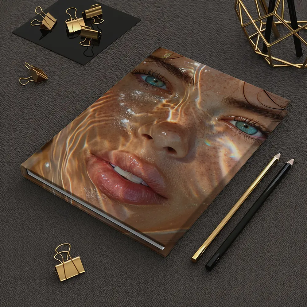 Woman Portrait Blue Eyes Water Light – Notebooks