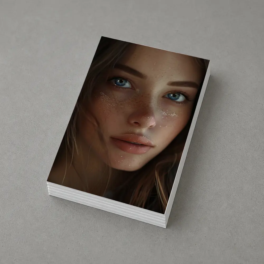 Blue Eyed Woman Portrait With Freckles – Postcards