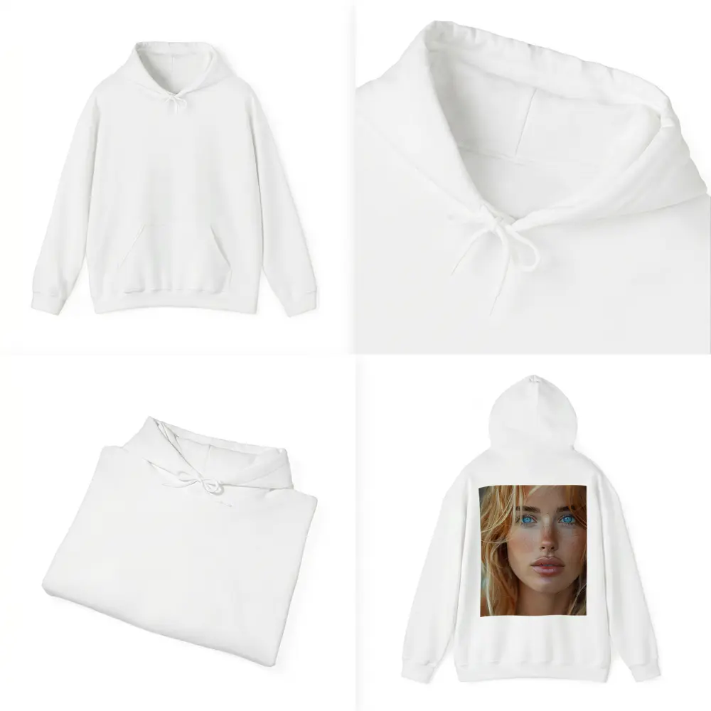 Blue Eyed Blonde Woman Close Up Portrait – Hoodies