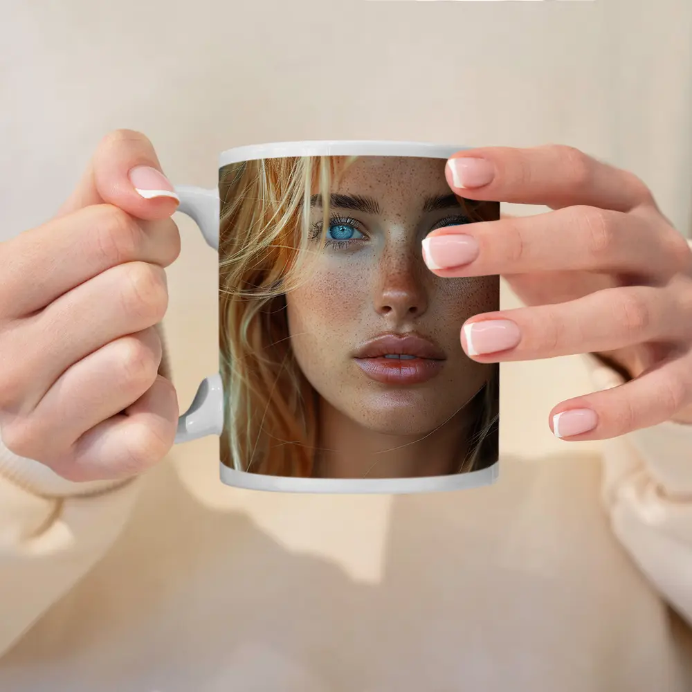 Blue Eyed Blonde Woman Close Up Portrait – Mugs