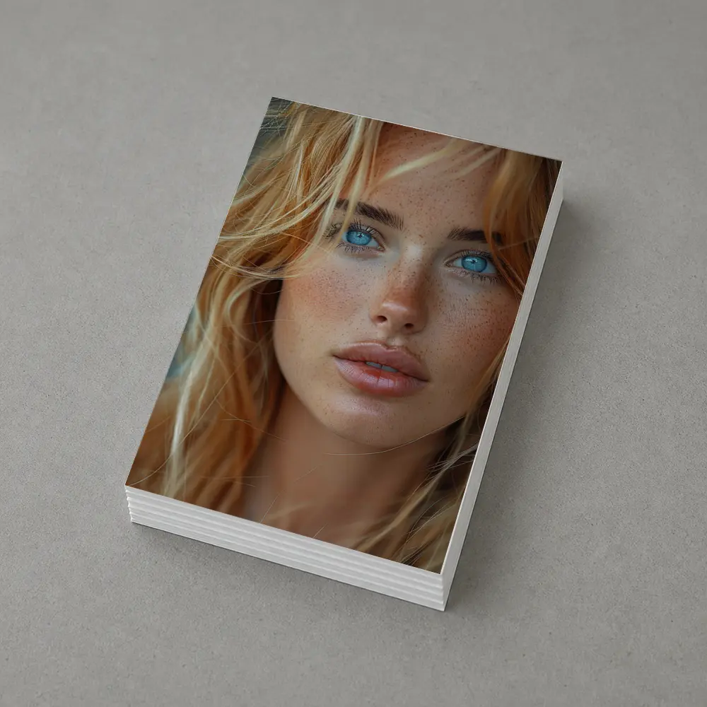 Blue Eyed Blonde Woman Close Up Portrait – Postcards