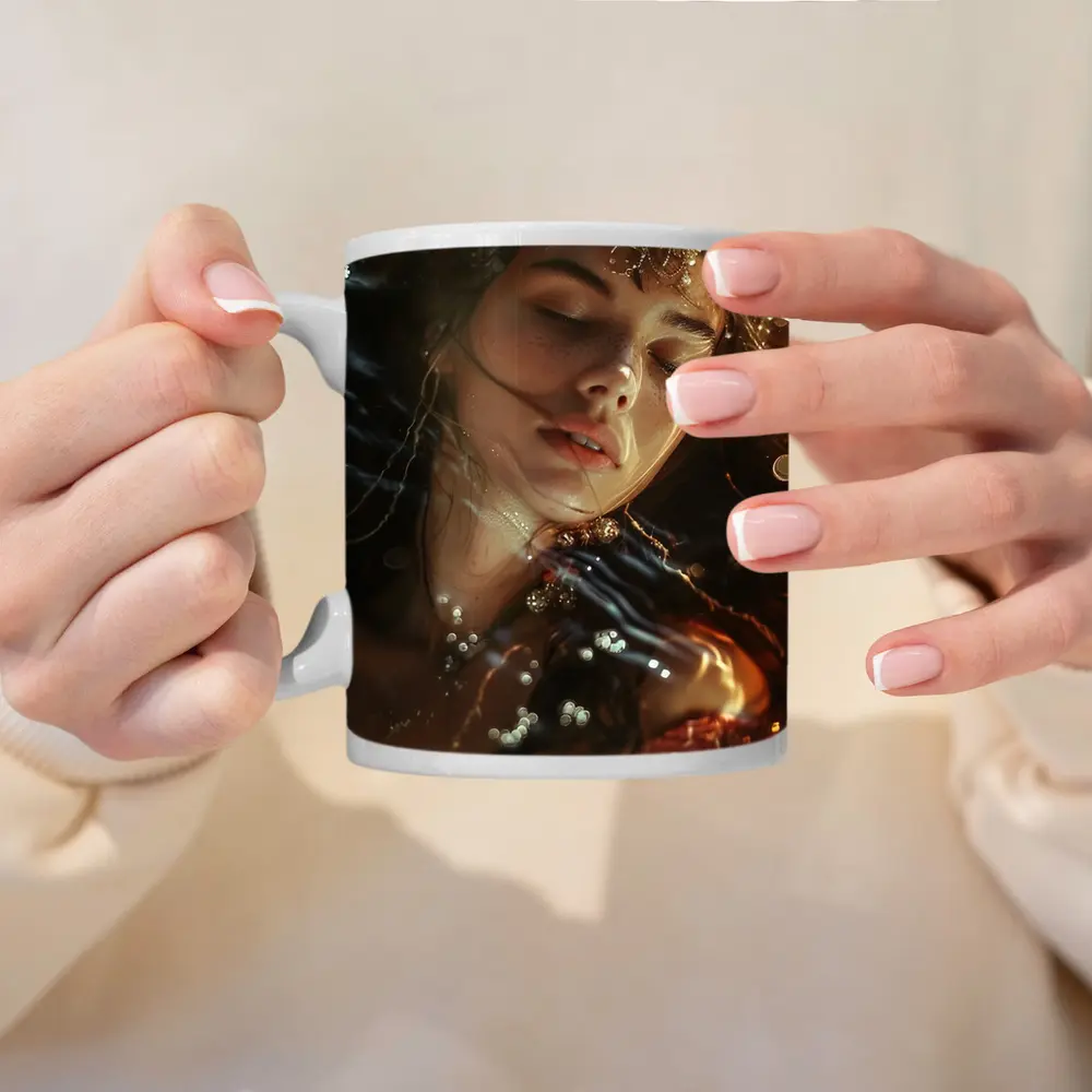 Woman With Floral Crown Bokeh Light – Mugs