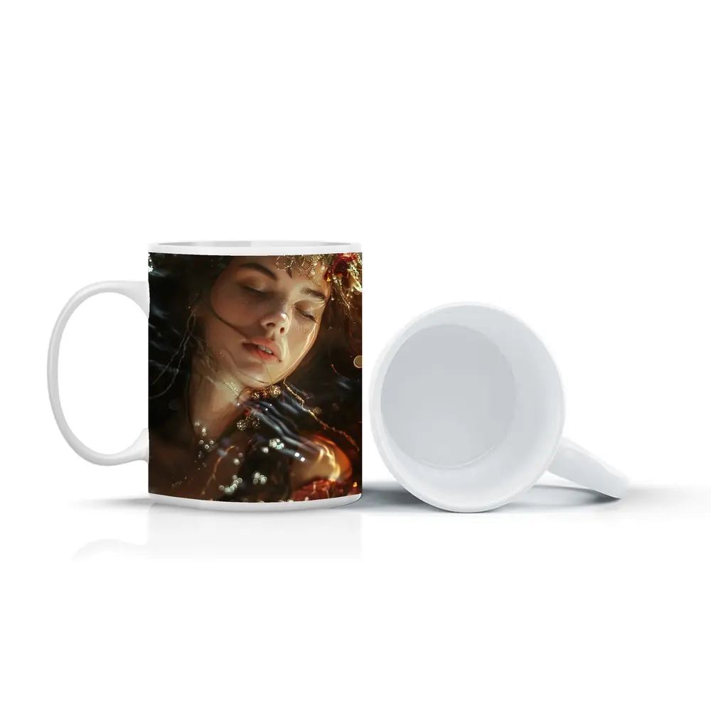 Woman With Floral Crown Bokeh Light – Mugs