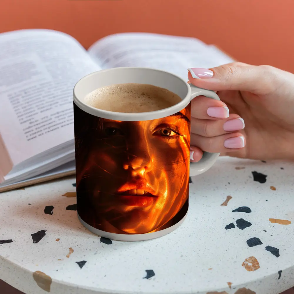 Woman Portrait Golden Light Shadow Play – Mugs